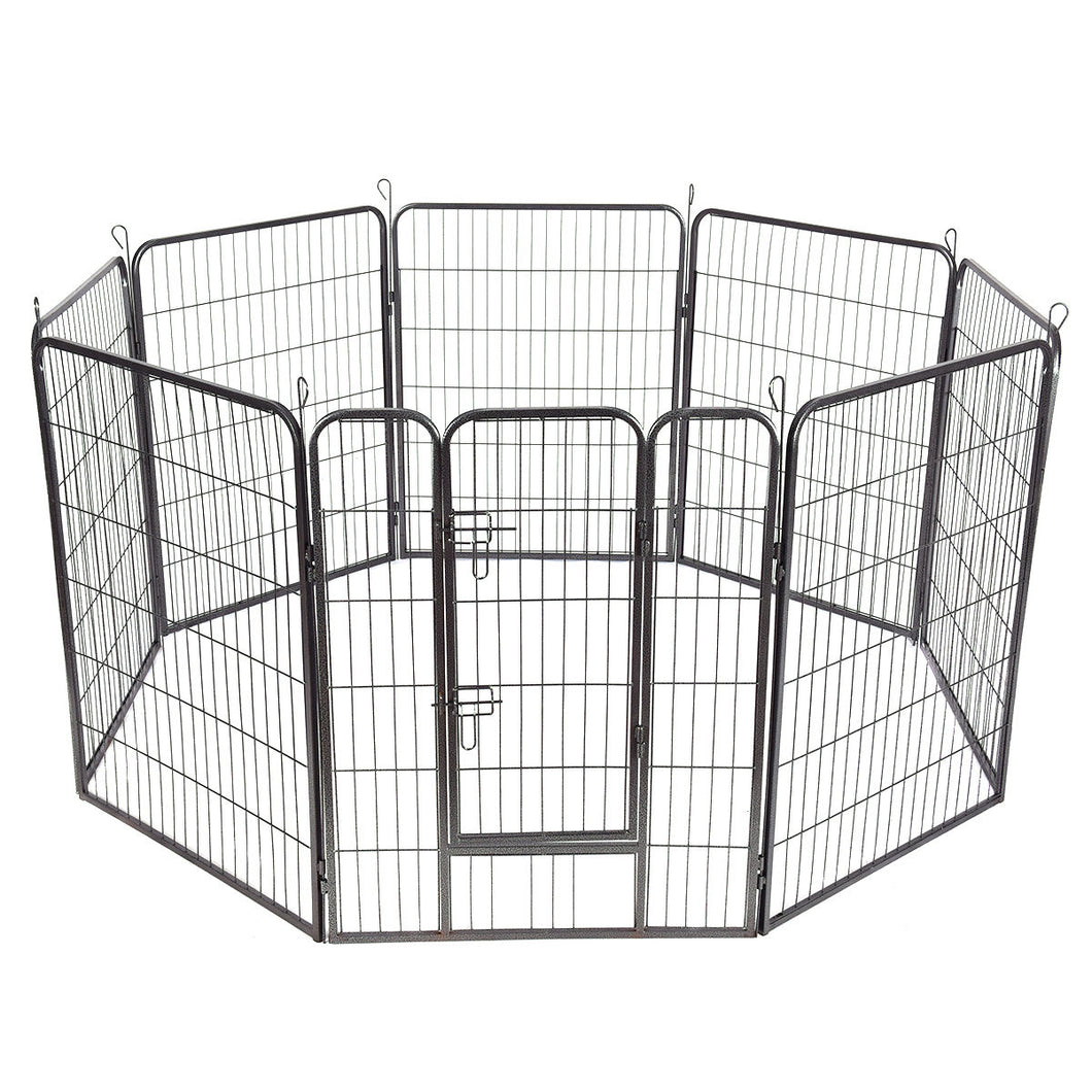 Gymax 40'' 8 Panel Pet Puppy Dog Playpen Door Exercise Kennel Fence Metal