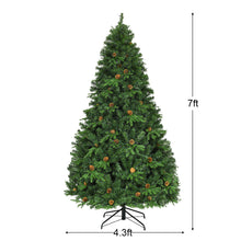 Load image into Gallery viewer, Gymax Pre-Lit 7&#39; Artificial Christmas Tree Premium Spruce Hinged 460 LED Lights Pine Cones
