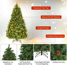 Load image into Gallery viewer, Gymax Pre-Lit 7&#39; Artificial Christmas Tree Premium Spruce Hinged 460 LED Lights Pine Cones
