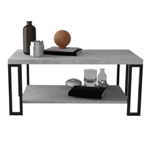 Load image into Gallery viewer, Gymax Coffee Table Metal Frame Accent Cocktail Table w/ Storage Shelf Cement Color
