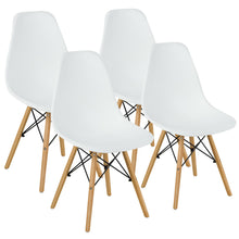 Load image into Gallery viewer, Gymax Set of 4 Modern Dining Side Chairs Armless Home Office w/ Wood Legs White
