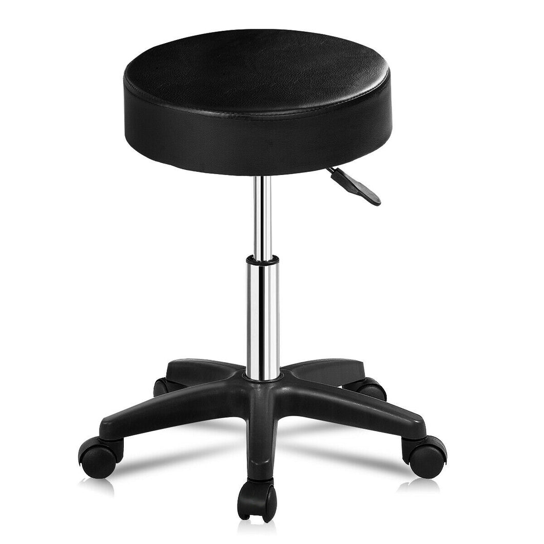 Gymax 1 PC Adjustable Hydraulic Rolling Swivel Bar Stool Massage Spa Beauty Seat Black