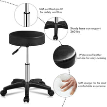 Load image into Gallery viewer, Gymax 1 PC Adjustable Hydraulic Rolling Swivel Bar Stool Massage Spa Beauty Seat Black
